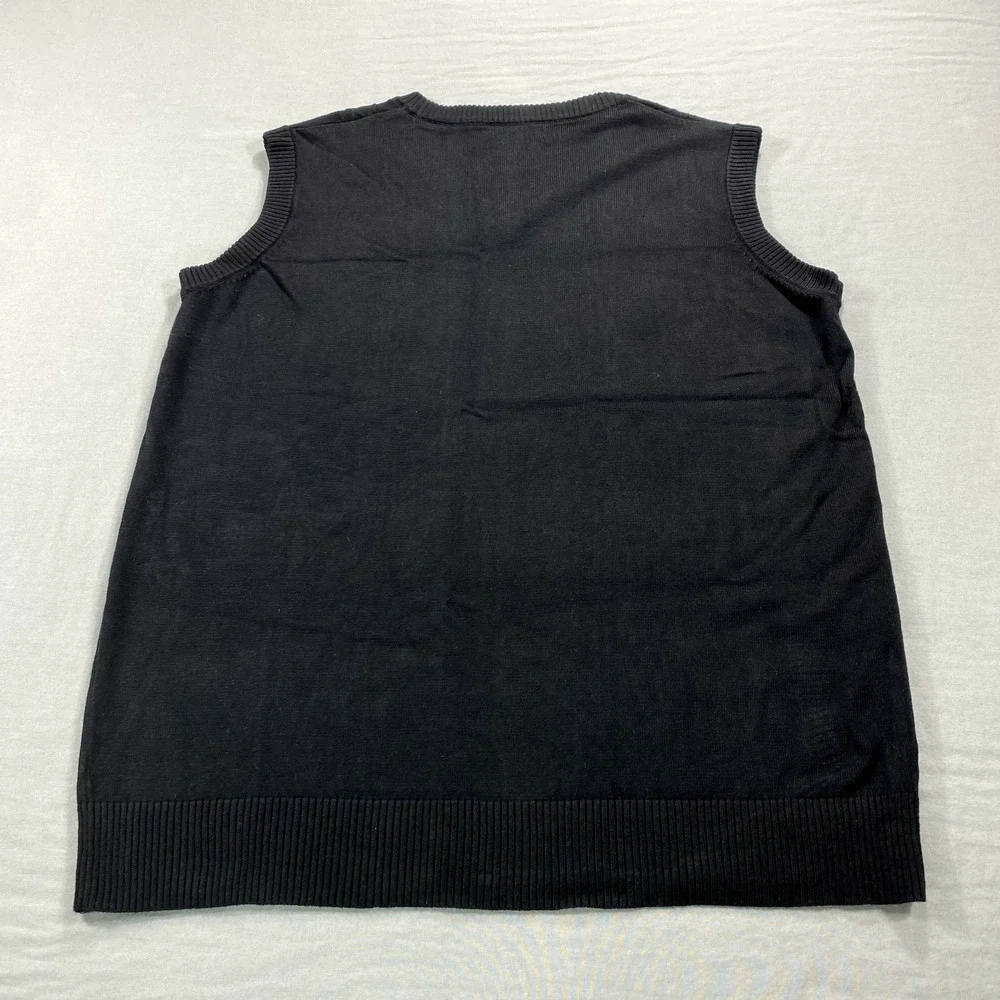 Paul Jones Sweater Vest Mens XL Black V-Neck‎ Knit Grandpa Golf Casual Adult